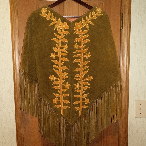 None Jackets & Blazers - Vintage Suede Fringed Poncho